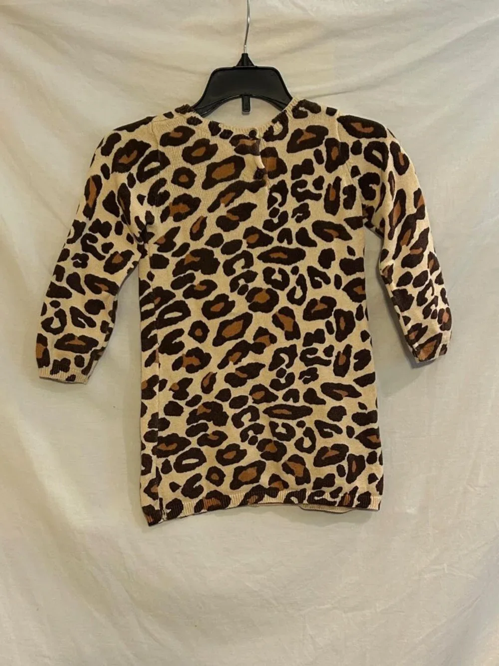 Gymboree Girls Size 3T Tan Brown Cheetah Print Long Sleeve Sweater Dress Classic